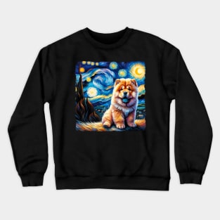 Starry Chow Chow Portrait - Dog Portrait Crewneck Sweatshirt